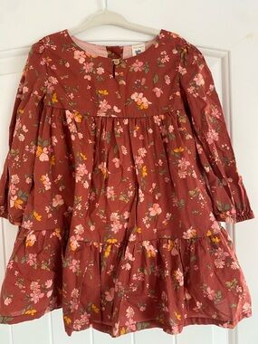 OshKosh B'gosh Rust Floral Tiered Long-Sleeve Dress
